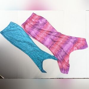 Justice Kids Pink 8/10 Swim Mermaid Tail & Unbranded Blue 6/7 Swim Mermaid Tail